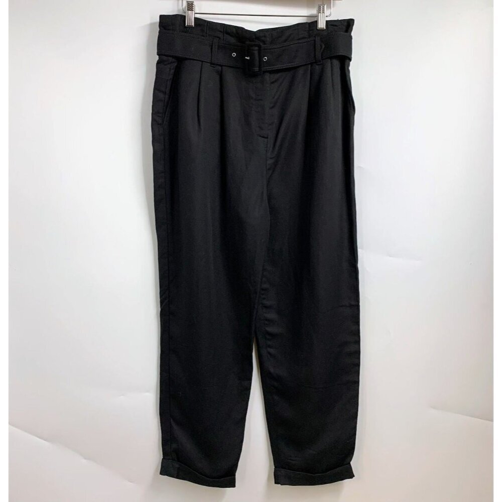 Topshop Women's Belted‎ Mensy High Rise Tapered Trousers Size 10